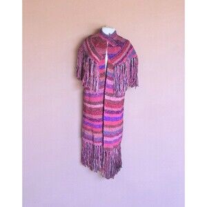 Made In Grease By Tauros Cape/ Cardigan Size M-L, Unique, W/Fringe,Multicolor